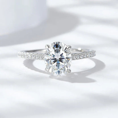 3ct Oval Cut Moissanite Lab Diamond Rings for Women 925 Sterling Silver Proposal Ring Wedding Engagement Band Jewelry