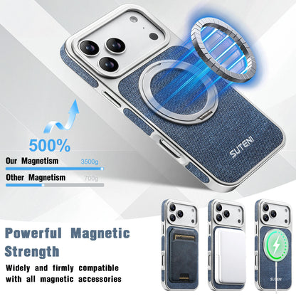 Faux Leather Magnet Wireless Charging Phone Case 360° Rotating Stand Ring Buckle Frosted Feel For iPhone 17 Pro Max 16 15