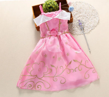Girls Princess Dress Kids Disney Elsa Anna Snow White Aurora Sofia Rapunzel Cinderella Halloween Costume Children Birthday Party