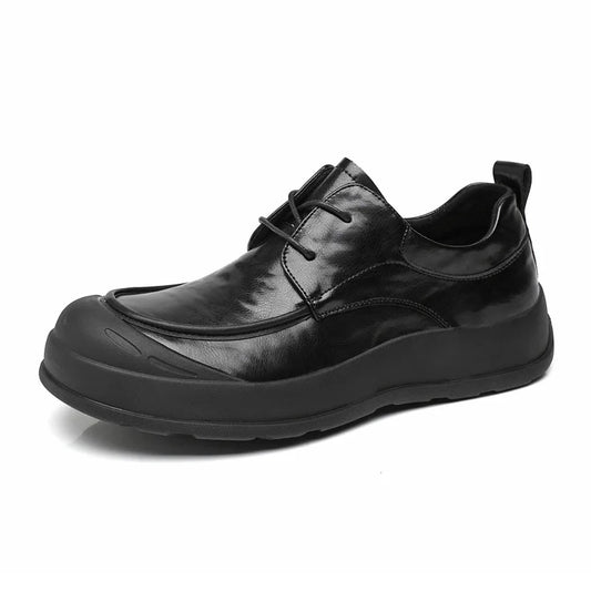 Spring New Designer Business Casual Shoes for Men Black Genuine Leather Shoes Male British Style Soft Sole Fashion Shoe Man