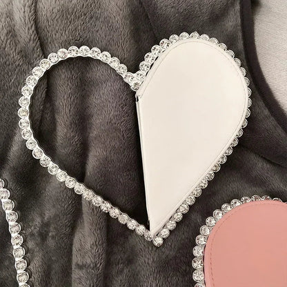 Diamond Red Heart Evening Clutch Women's Designer Chic RhinestoneBlack Wallet Wedding Party Sac A Main Heart Handbag for Woman