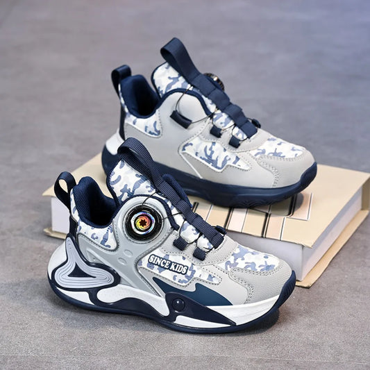 Children Basketball Shoes Swivel Button Boys Fashion Sneakers Girls School Sport Shoes Kids Casual Trainers Outdoor Shoes