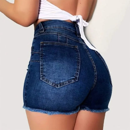 2025 New Summer Womens Jeans Shorts Jeans Short Length High Waisted Broken Denim Shorts Ripped Jeans High Waisted Hotpant Shorts