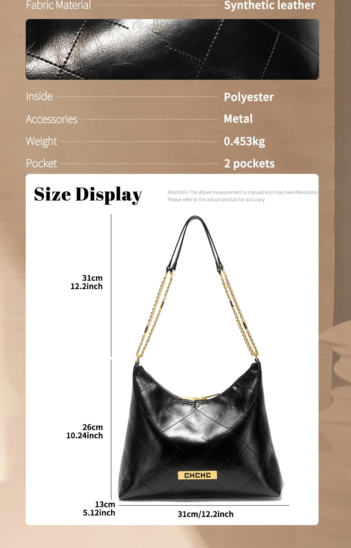Women's Handbag New Silver Tote Bag Classic Car Seam Handheld Chain Bag