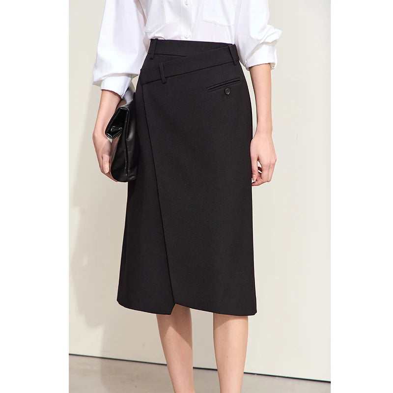 Minimalism 2024 Autumn Skirts for Women New Commuter Intellectual One-piece Wrap A-line Solid Slim Blazer Skirt 12443019