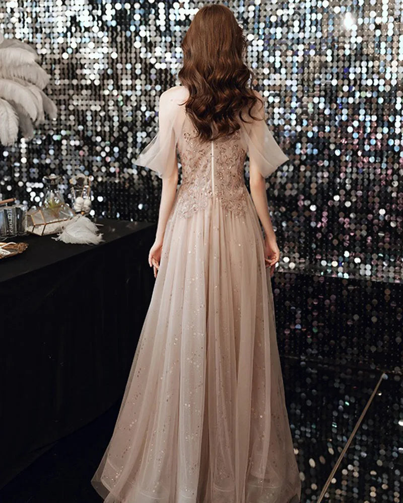 Champagne Dresses Elegant Women's Evening Dress New Banquet Style Bridesmaid Dress Fairy Quinceanera Dress Sukienki Customized