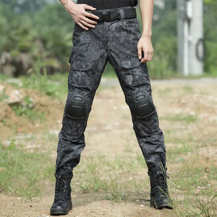 Men's Fashion Outdoor Hiking Overalls Pants Camouflage Tactical Pants Hunting Uniform Fighting Multi-Pocket Trousers