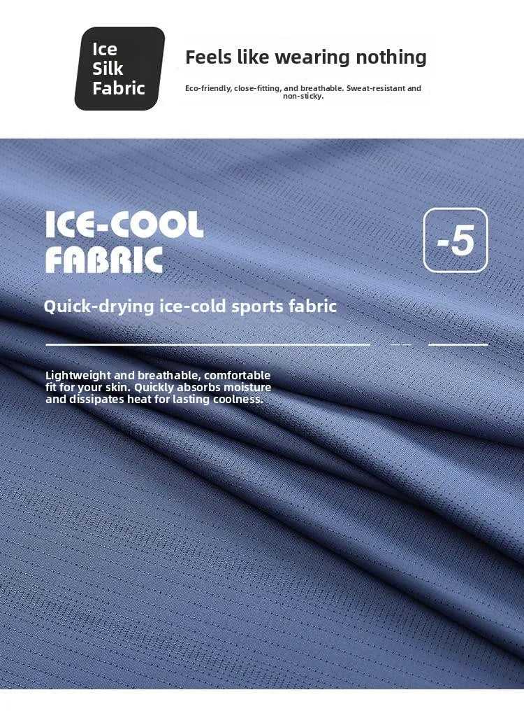 Ice Silk Men's T-Shirt Quick Dry Thin Short Sleeve Breathable Half Sleeve Large Size Casual Sporty Trendy round Neck Short Sl...