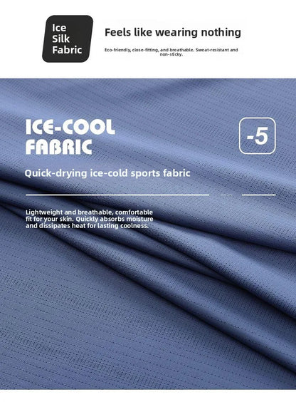 Ice Silk Men's T-Shirt Quick Dry Thin Short Sleeve Breathable Half Sleeve Large Size Casual Sporty Trendy round Neck Short Sl...