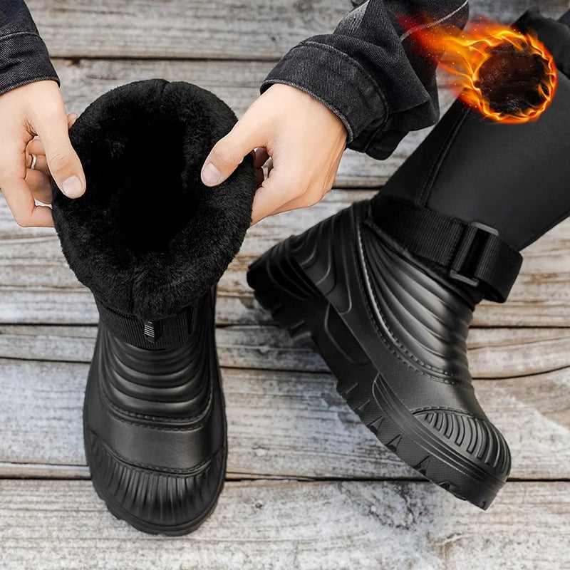 Men's New Snow Boots for Autumn and Winter, Fleece-Lined and Thickened, Cold-Proof, Outdoor Warm, Waterproof, Anti-Skiing, Hiking Boots