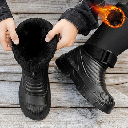 Men's New Snow Boots for Autumn and Winter, Fleece-Lined and Thickened, Cold-Proof, Outdoor Warm, Waterproof, Anti-Skiing, Hiking Boots