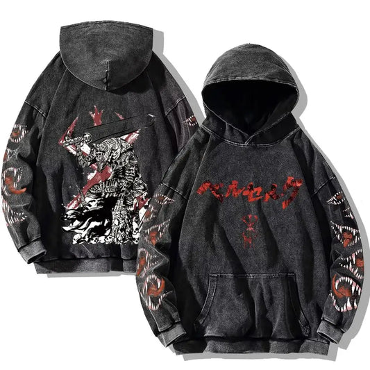 Anime Clothing Guts Cool Graphic Print Hooded Men Women Oversized Hoodies Cooton Casual Sweatshirt Harajuku Streetwear