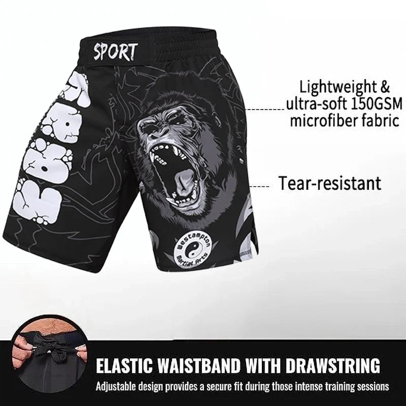 Training Fight Shorts Men's Boxing MMA Combat BJJ Grappling Fitness Muay Thai Kickboxing No Gi Shorts With Sublimation Printed