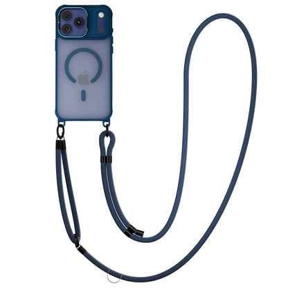 Metal Lens Stand Magnetic Case For iPhone 17 Air 16 Plus 15 14 13 Pro Max With Crossbody Lanyard Strops Heavy Duty Protection