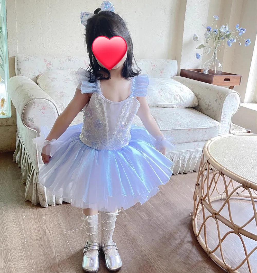 Children's Day Dance Dress Girl Ballet Princess Summer Dresses Girls Ballet Sequins Outfit Kids Clothes Vestidos Birthday Gift