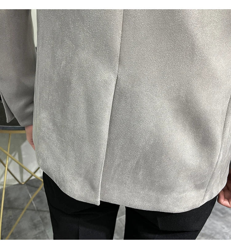 Deerskin Leather Jacket Blazer Men Casual Slim Fit Blazer Hombre Suit Leather Jacket Men Terno Masculino Men Clothing 6 Color