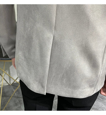 Deerskin Leather Jacket Blazer Men Casual Slim Fit Blazer Hombre Suit Leather Jacket Men Terno Masculino Men Clothing 6 Color