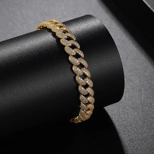 Bracelet gourmette pleine de moissanite couleur D de 1,1 mm pour homme et femme, en argent 925, passe le test du diamant, chaîne à maillons de 9,3 mm de large