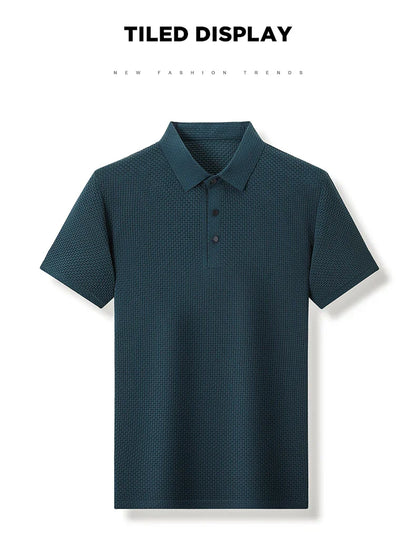 Upto EUR Sizes Tall Man Brand Top-Quality Men's Golf Shirt Lop-up Hollow Short-sleeved Polo Shirt SummerIce Silk Breathable Tee