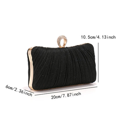 Valentine's Day Evening Bags Finger Ring Diamonds Clutch Ruched Fashion Prom Dinner Handbags With Chain Purse