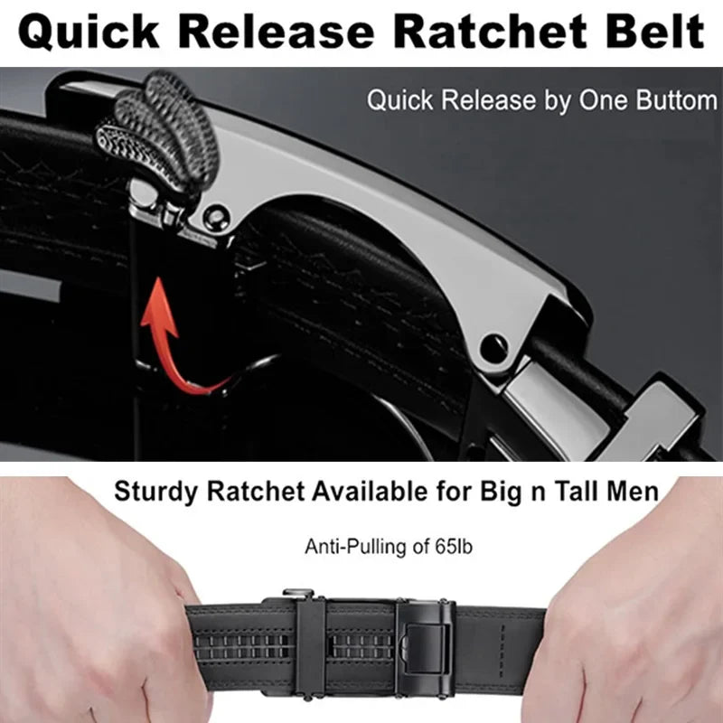 Brand Luxury Belt for men, Genuine Leather Automatic Buckle Adjustable Belt Fashion Style Golf Belt Luxury Gifts for Men