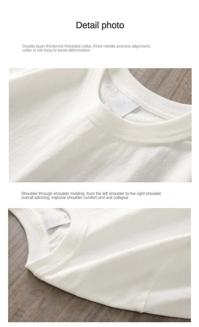11.2 Oz Heavyweight Autumn Long Sleeved T Shirt for Men 100%Cotton Plain Shirt O-Neck White Tops Oversized Men's Clothing