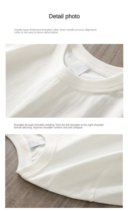 11.2 Oz Heavyweight Autumn Long Sleeved T Shirt for Men 100%Cotton Plain Shirt O-Neck White Tops Oversized Men's Clothing