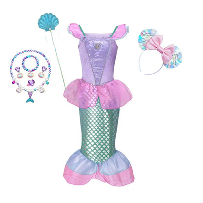 Summer Mermaid Dress Girls Kids Cosplay Dresses Princess Costume Perform Clothes Birthday Party Halloween Clothing