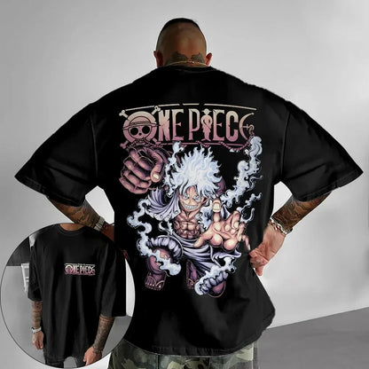 ONE PIECE Japanese Anime Men's T-shirt Monkey D. Luffy Summer Cotton Boy Children's Parent-child Clothing Harajuku Short Sleeve