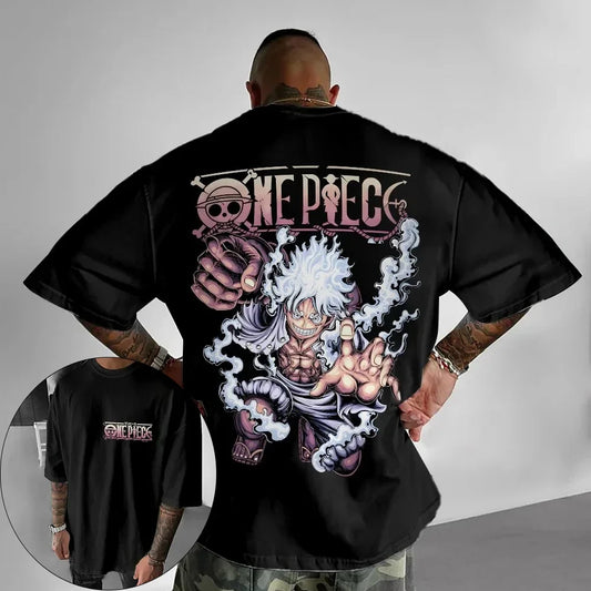 ONE PIECE Japanese Anime Men's T-shirt Monkey D. Luffy Summer Cotton Boy Children's Parent-child Clothing Harajuku Short Sleeve