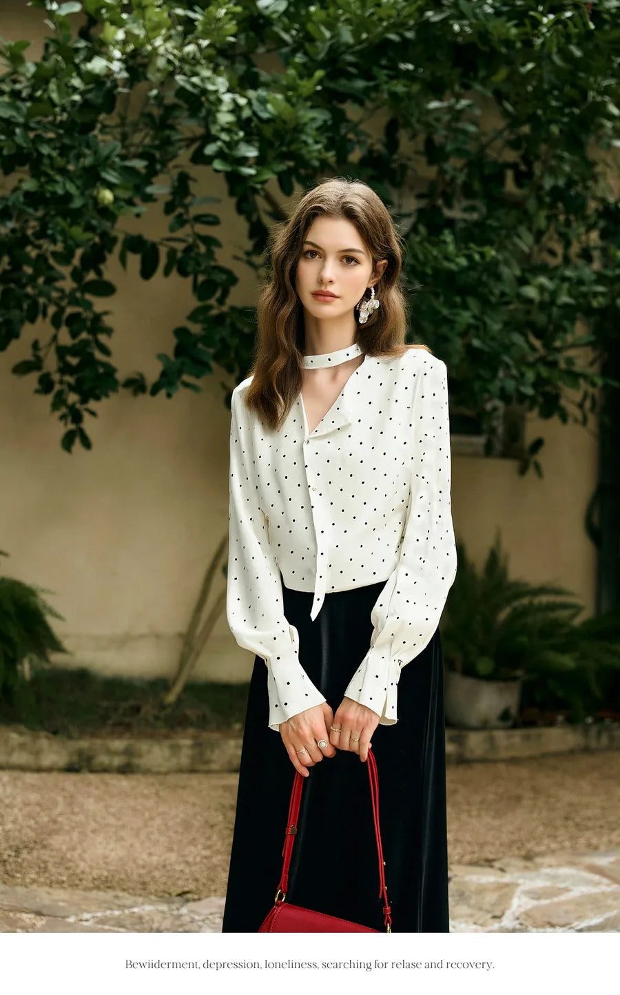 Woman Chiffon Blouse French Style 2026 Spring Elegant Polka Dot Ladies Top Bow Tie Neck Long Sleeve Shirts O58CC002535