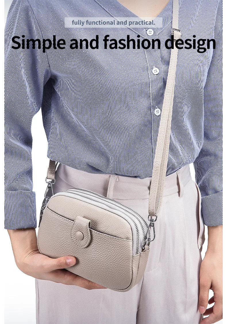 Genuine Leather One Shoulder Bag Women Casual Crossbody Bag Designer Small Handbag Lipstick Key Phone Pouch Case For Female