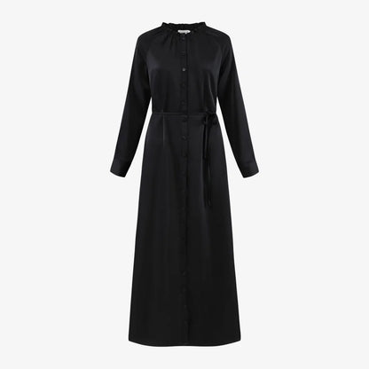 AS AW25 satin dress elegance lady ruffled neck woman clothes with Removable belt