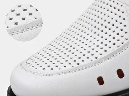 Hollow Breathable in Summer Round Toe Dress Shoes Man Soft Leather Casual Footwear 2025 Style Gentleman New Social Shoe for Men