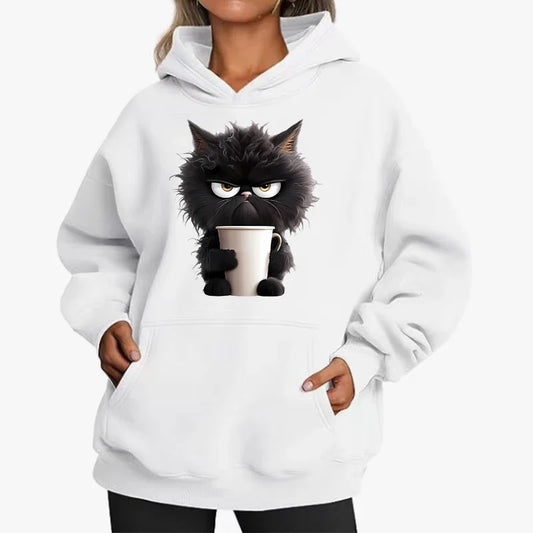 Funny Cat New Fashion Women's Hoodies Spring Autumn Winter Casual Hoodies Sweatshirts Tops Solid Color Hoodie Sweatshirt Female