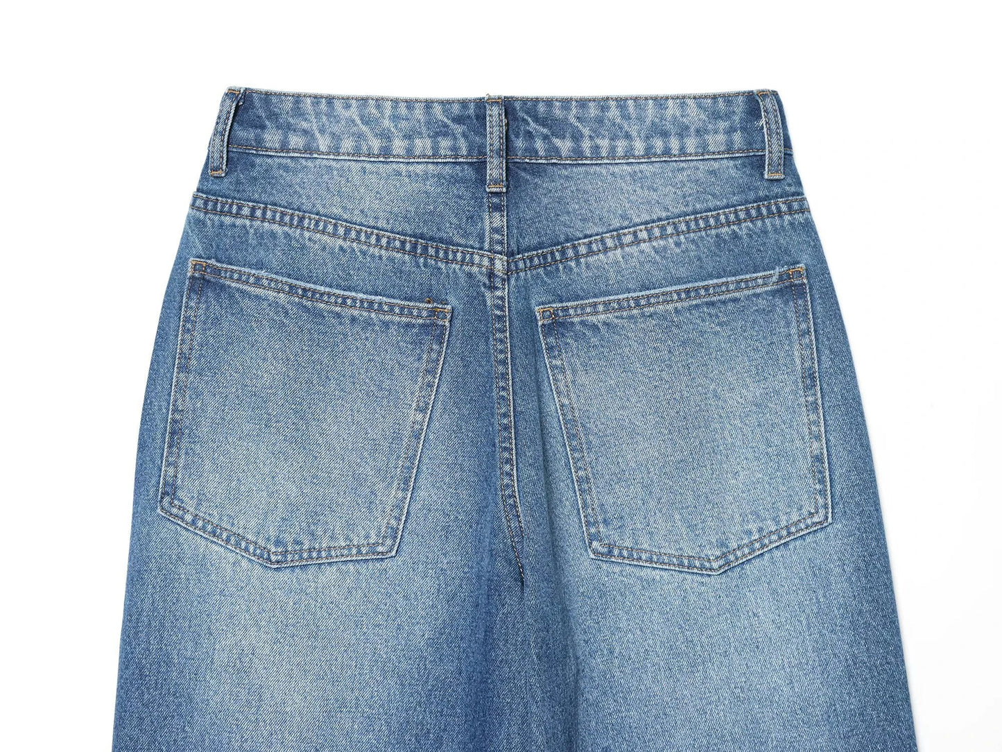 European and American style 2025 winter new women's clothing mid waist balloon version sickle bending knife jeans
