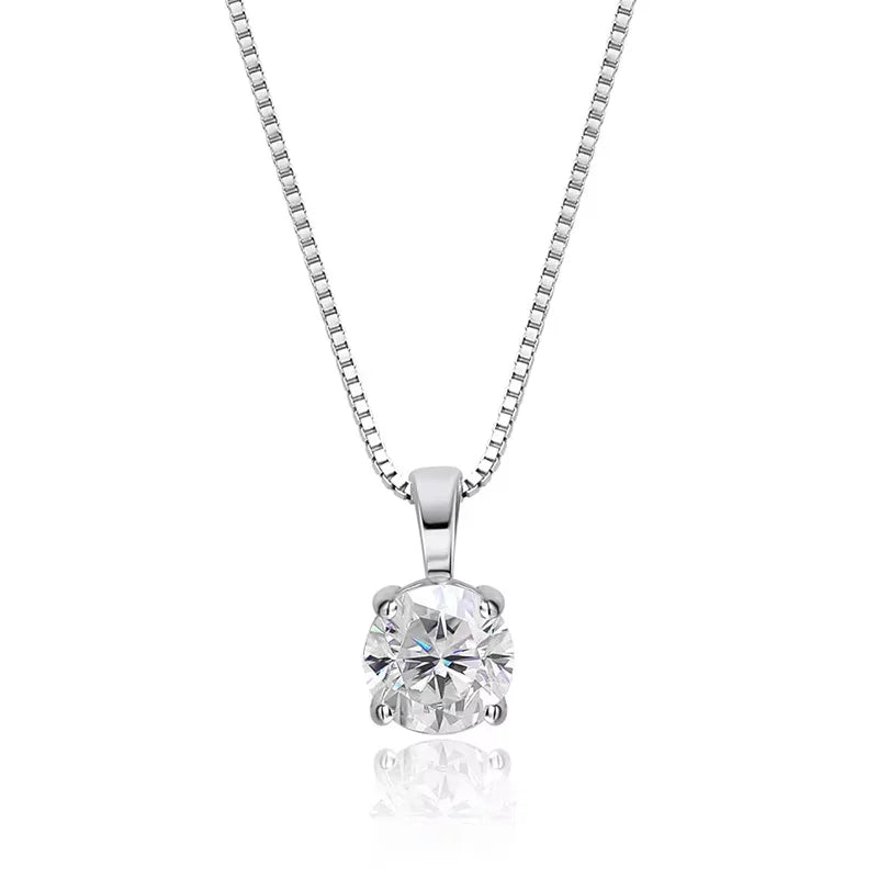 1ct Moissanite Pandent Necklace s925 Sterling Silver Plated 18k Box Chain Dainty Necklaces for Women Fine Jewelry Gift