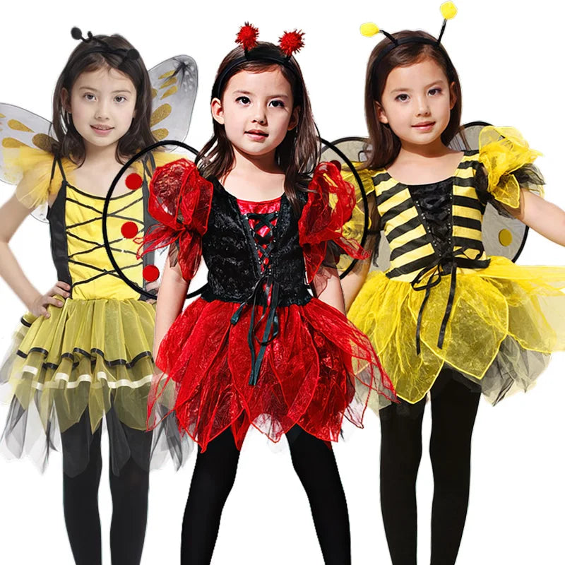 Children's Halloween costumes Girl animal insects dress up to perform bee Polka order ladybug beer show costumes
