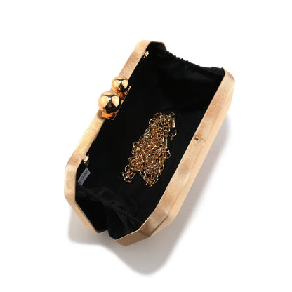 Golden Design Satin Luxury Women Evening Bags Small Flap Fashion Metal Elegant Glitter Clutch Bags For Wedding Partry Prom Dress