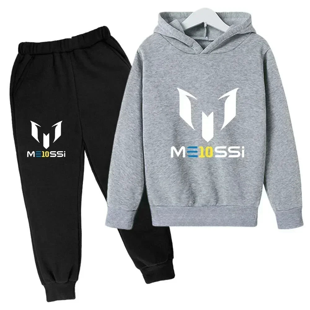 Autumn Football Star Messi 3-12Y Children Hoodies Sets Pants Suit 2 Pcs Sets Kids Boy Girl Clothing Casual Fashion Tracksuits