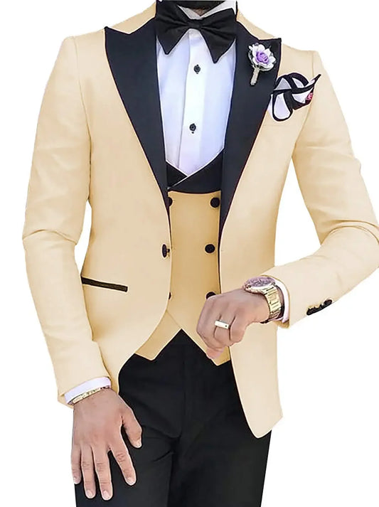 Custom Made Men Suits Terno Slim Groom Tuxedos Wedding Men Suits Terno Masculino (Jacket+Pant+Vest)