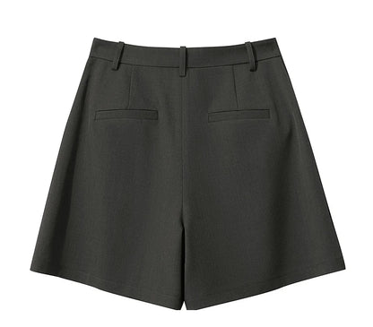 Minimalist Casual Shorts For Women 2025 Autumn Preppy Style Loose Black Shorts Office Lady Luxury Shorts Daily 12523085