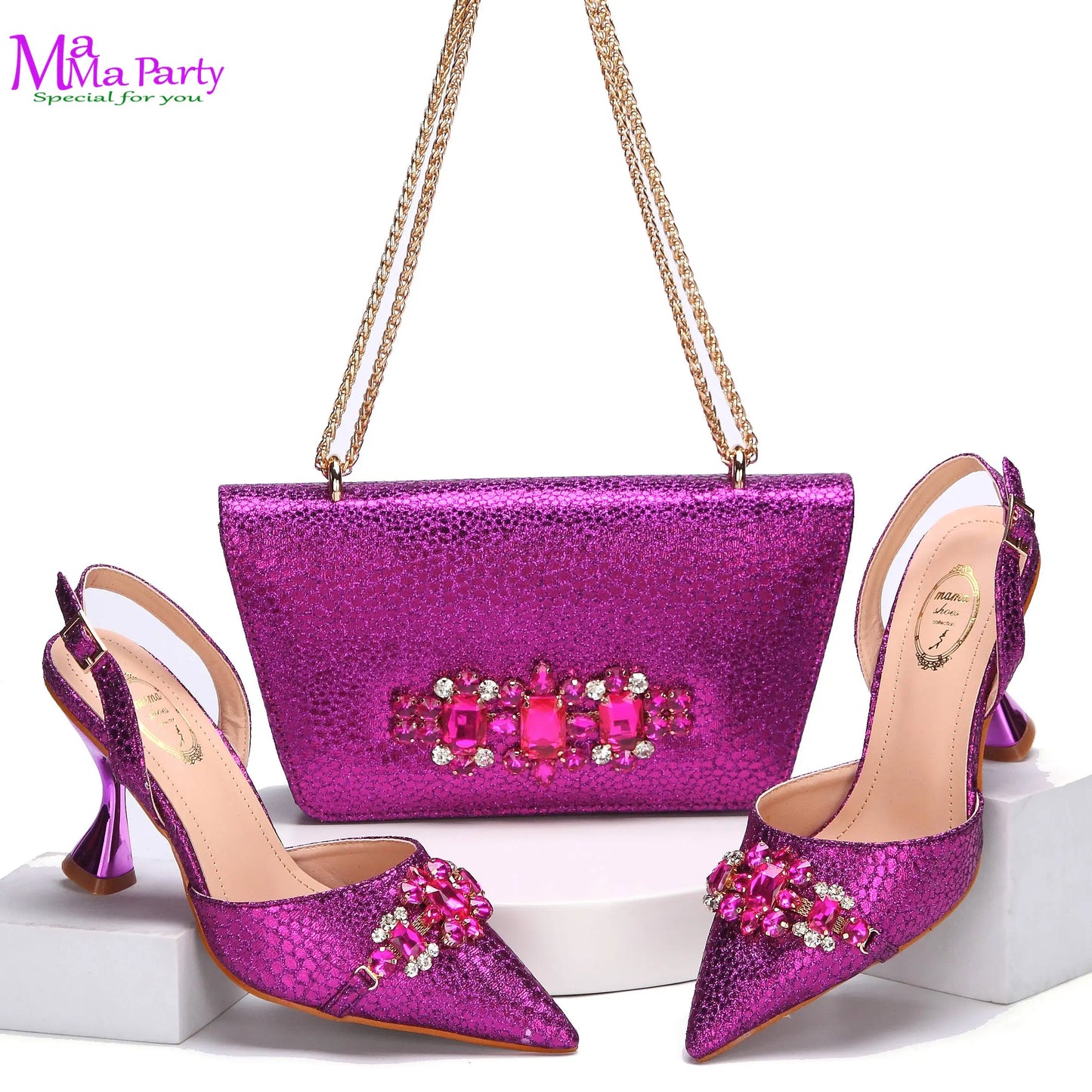 Wine Fashion Leisure Style 2025 New Coming Nigerian Women Shoes Matching Bag Set Pointed Toe High Quality  For Wedding Party