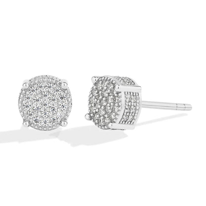 D VVS1 Round Full Moissanite Earrings for Women Men 925 Sterling Silver 18k Gold Shiny Hiphop Studs Party Gift Jewelry