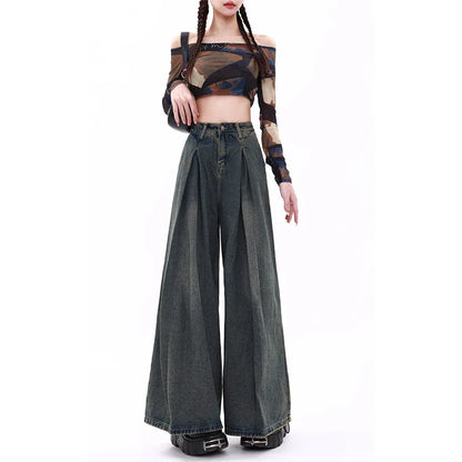 Women's Blue Y2k Jeans Baggy Harajuku Aesthetic Streetwear 2000s Trashy Oversize Denim Trousers Loose Jean Pants Vintage Clothes