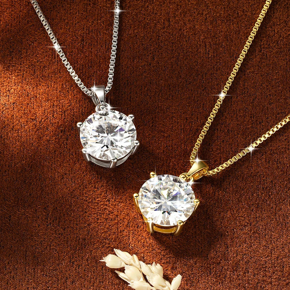 Pass Diamond Test 1.0ct–5ct Moissanite Necklace Sparkling Solitaire Pendant Necklaces for Women Wedding Party Jewelry Gift