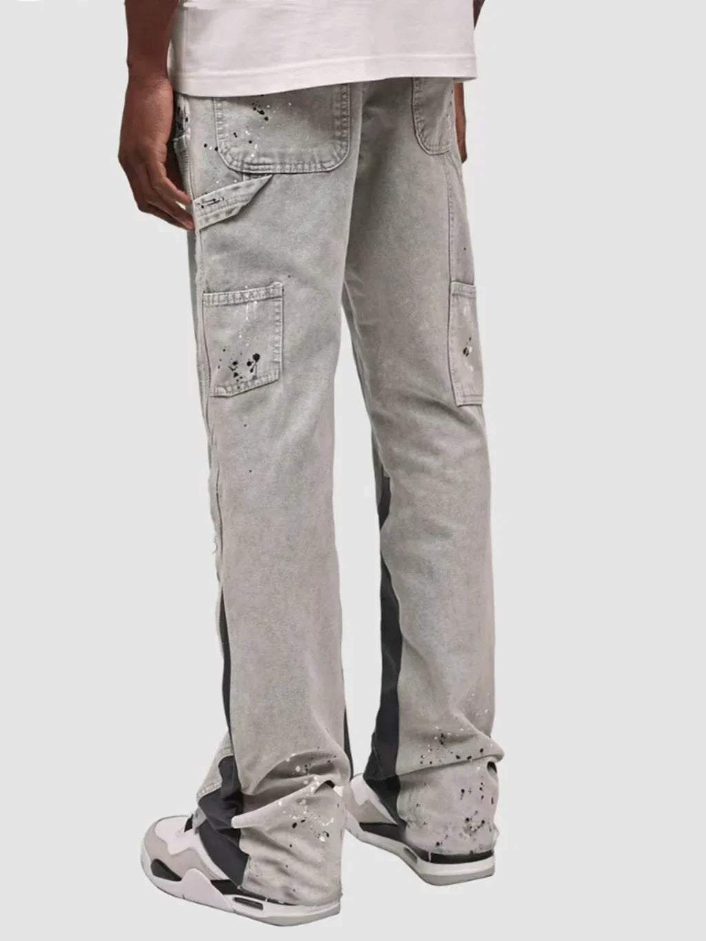 Men's Punk High Street Raw-Edge Skinny Jeans with Micro Trumpet Detail  Y2K Low Rise Stretch Floor Length Biker Rock Pants 2025
