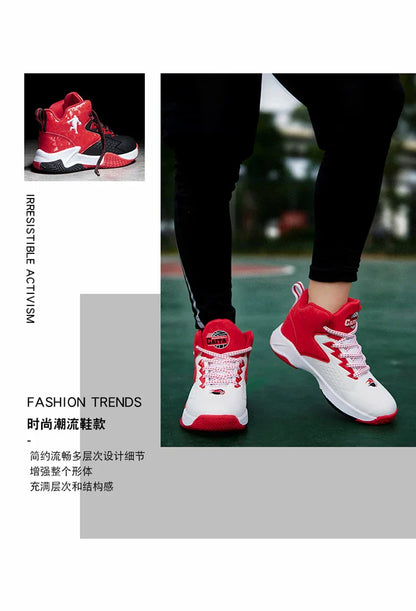 Fashion Brand Basketball Shoes Boy Kid Trainers Non-slip Children's Sports Shoes Outdoor Leather Basketball Sneakers Kids Girls