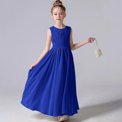 Customized Chiffon Pleated Flower Girl Dresses Sashe Kid Wedding Birthday Party Pageant Gowns Junior Bridesmaid Dress