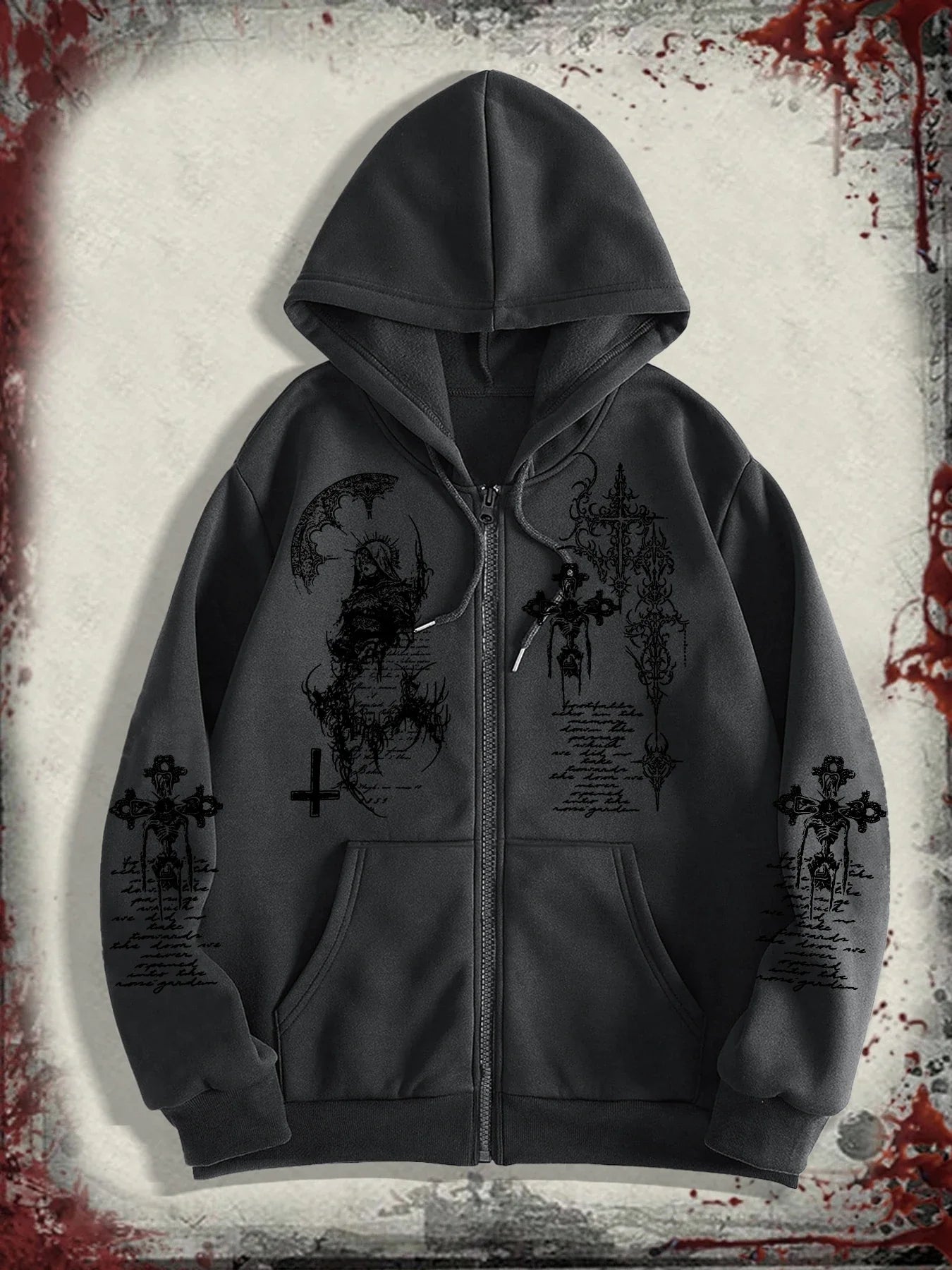 Men's Gothic Dark Angel Printed Zipper Hoodie, The Perfect Choice for Fashionable Streetwear in Casual Occasions